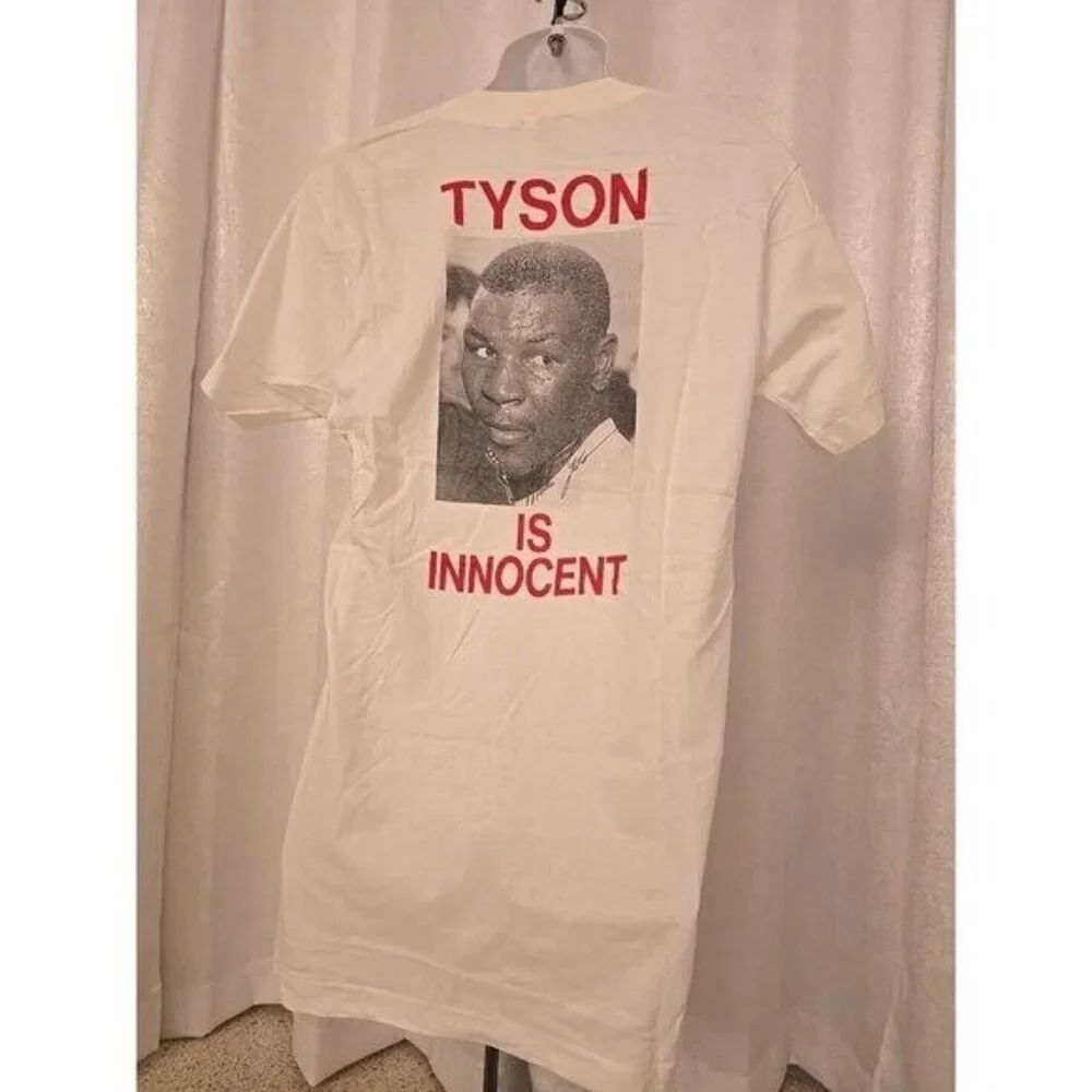 Free Mike Tyson T Shirt Is Innocent USA DeadStock BOXING Single Stitch Vintage - Picture 5 of 16